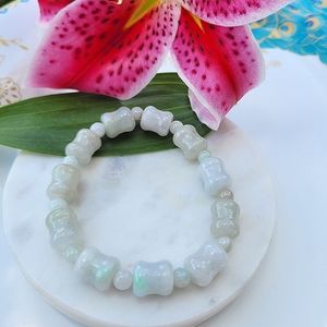 jartc Perles Pour Energy Bracelets Bracelet de Yoga Bracelet DIY Perles en Pierre Bleu Vert Jade 45 Pièces 34CM 8 mm